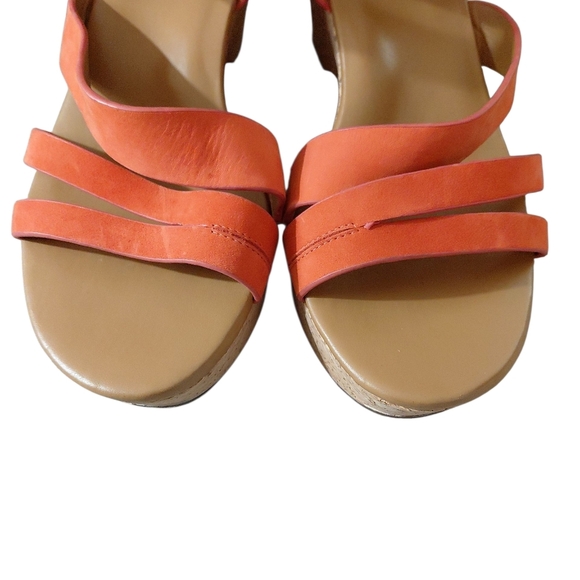 Naturalizer Cynthia Platform Wedge Sandals Orange Strappy Leather Sandals Sz 8.5 - Picture 3 of 9